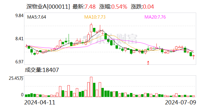 深物业A：2024年上半年净利同比预降95.84%